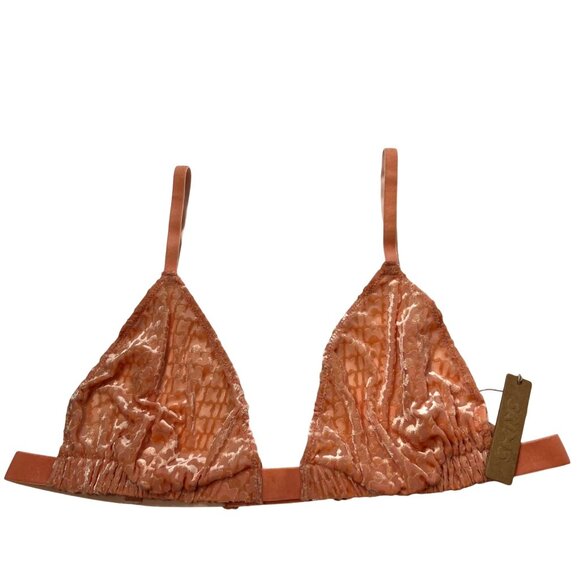 SKIMS Velvet Burnout Logo‎ Triangle Bralette Peach XL - Picture 1 of 8
